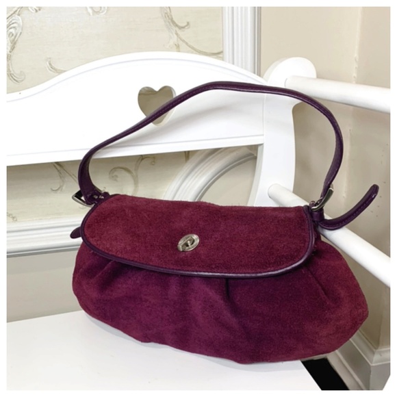 Ann Taylor burgundy suede purse/handbag - Picture 1 of 3
